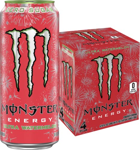 Monster Energy  Ultra Watermelon  Sugar Free Energy Drink  16 Fl Oz  4 Pack