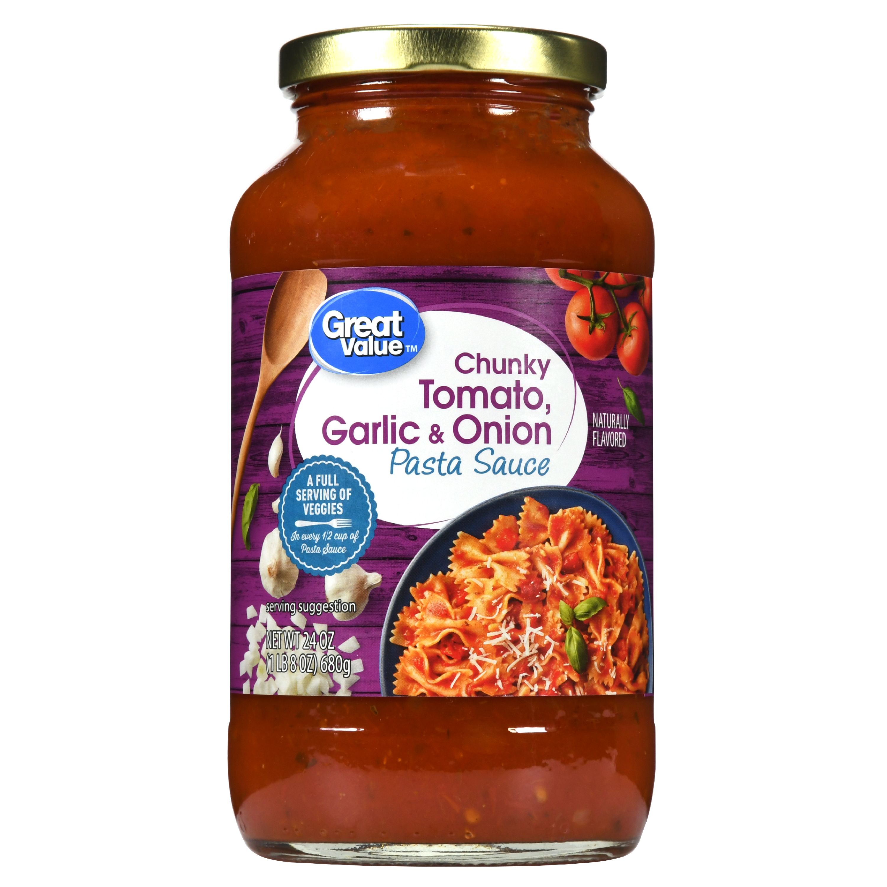 (4 Pack) Great Value Chunky Tomato Garlic & Onion Pasta Sauce, 24 Oz Image