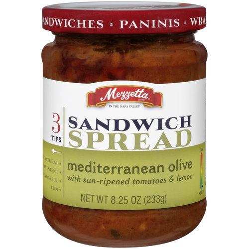 Mezzetta Mediterranean Olive Sandwich Spread with Sun Ripened Tomatoes & Lemon, 8.25 Oz