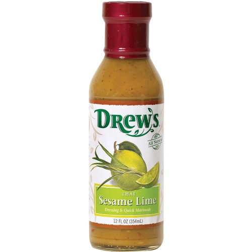 Drew's Thai Sesame Lime Quick Marinade Dressing, 12 Fl Oz, (Pack of 6)
