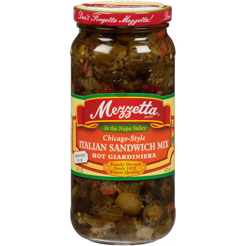 Mezzetta Italian Sandwich Mix Hot Giardiniera, 16 Fl Oz, (Pack of 6)