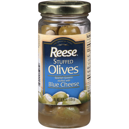 Reese Spanish Queens Olives Stuffed with Blue Cheese, 4.75 Oz, (Pack of 6)