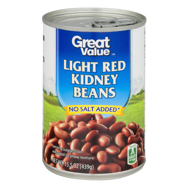 Great Value Light Red Kidney Beans, No Salt Added, 15.5 Oz Image