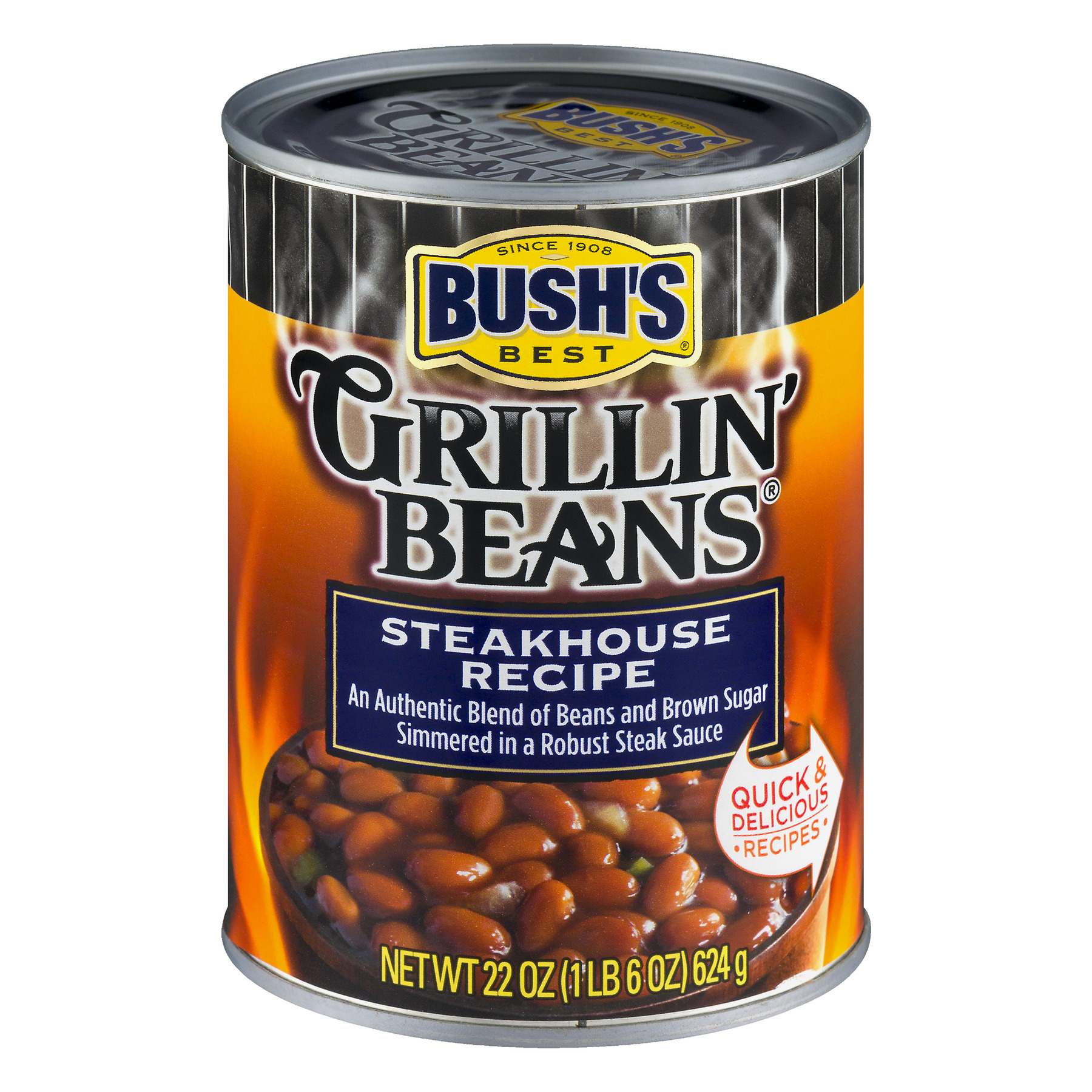 Bush S Steakhouse Recipe Grillin  Beans  Canned Beans in Sweet and Smoky Sauce  22 Oz