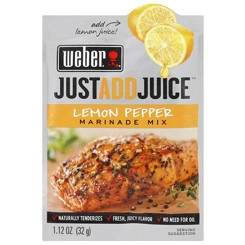 Weber Just Add Juice Lemon Pepper Marinade Mix, 1.12 Oz, (Pack of 12)