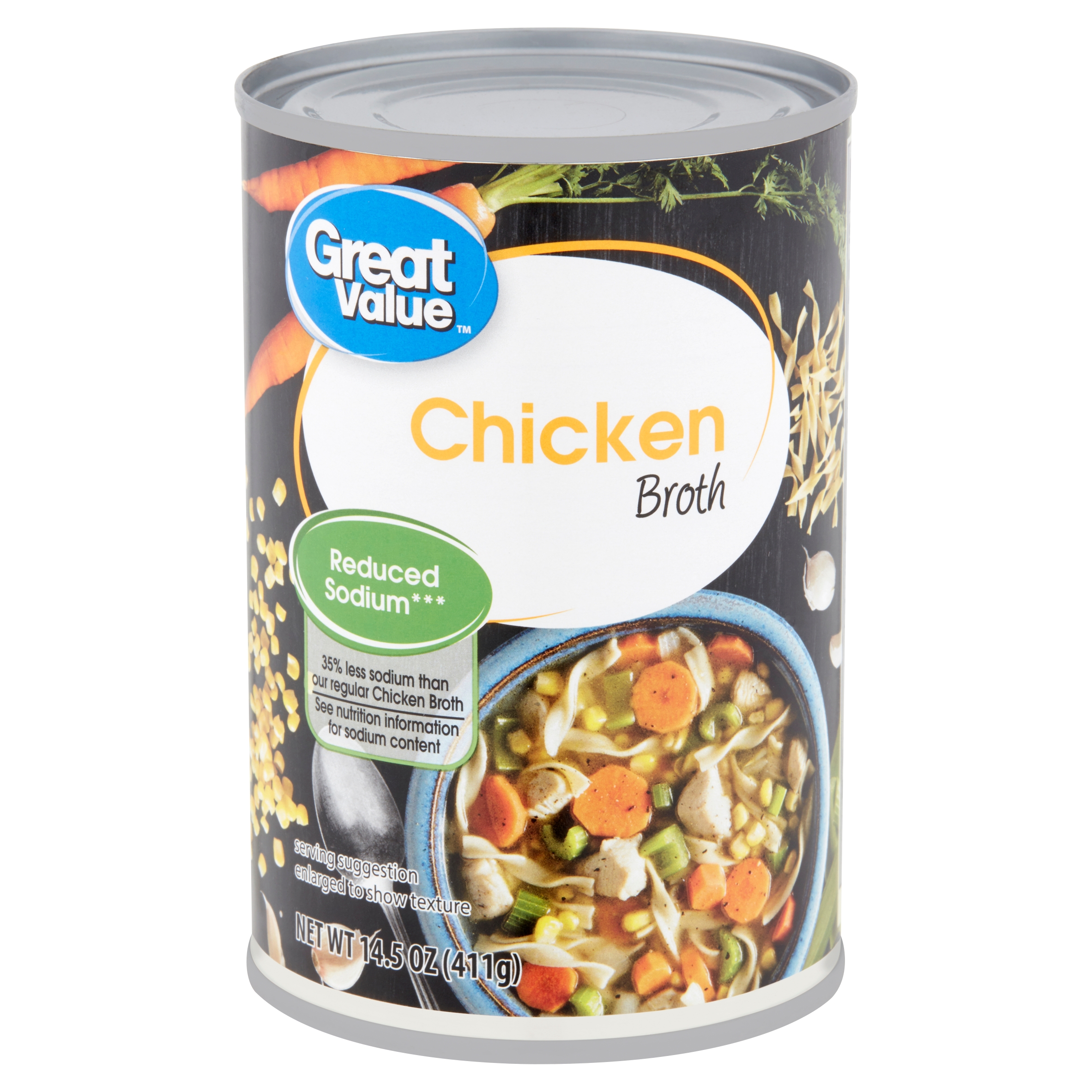 Great Value Reduced Sodium Chicken Broth, 14.5 Oz Image