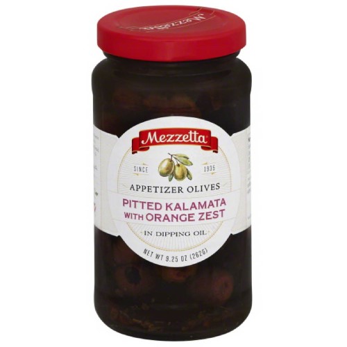 Mezzetta Pitted Kalamata with Orange Zest Appetizer Olives in Dipping Oil, 9.25 Oz, (Pack of 6)
