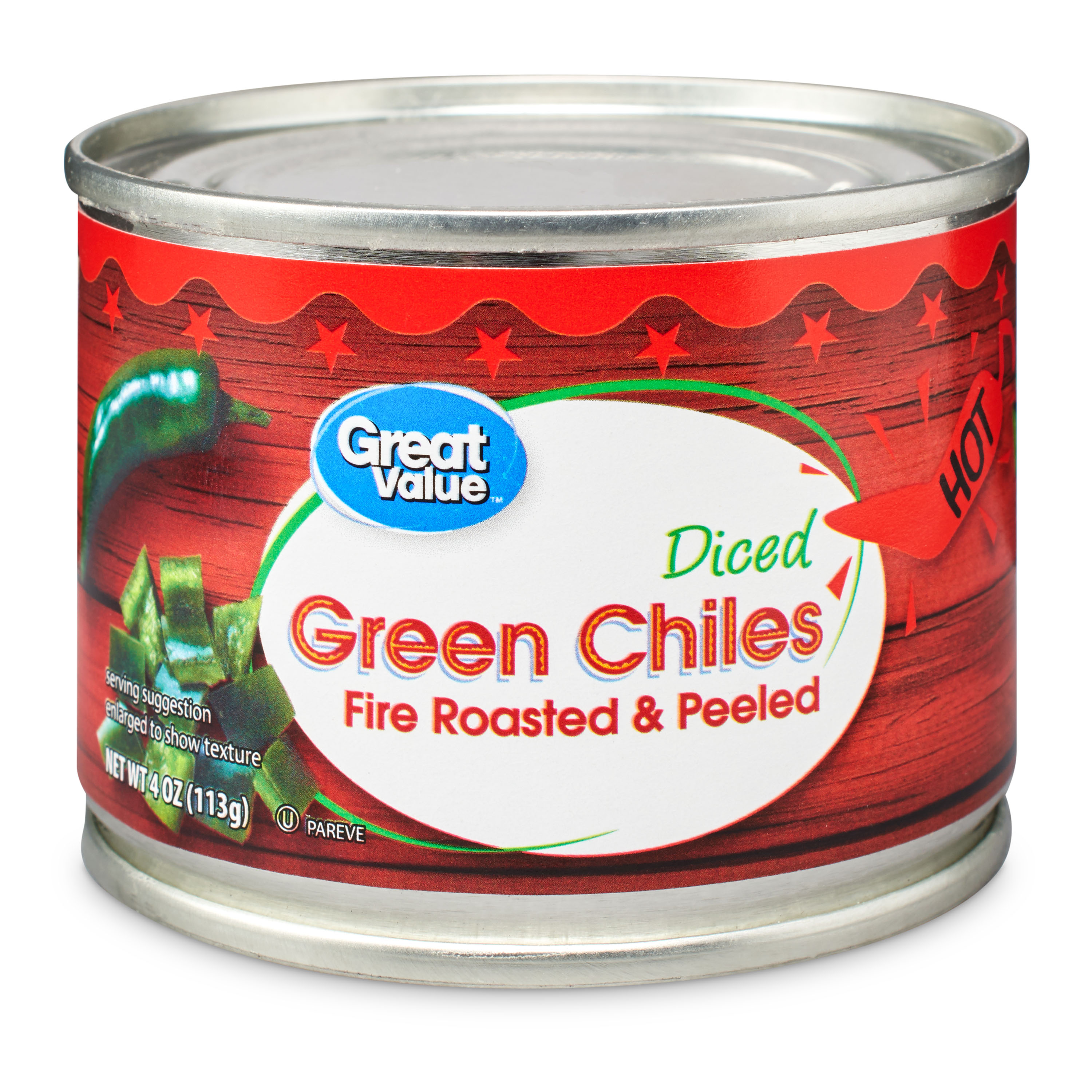 Great Value Hot Diced Green Chiles, 4 Oz Image