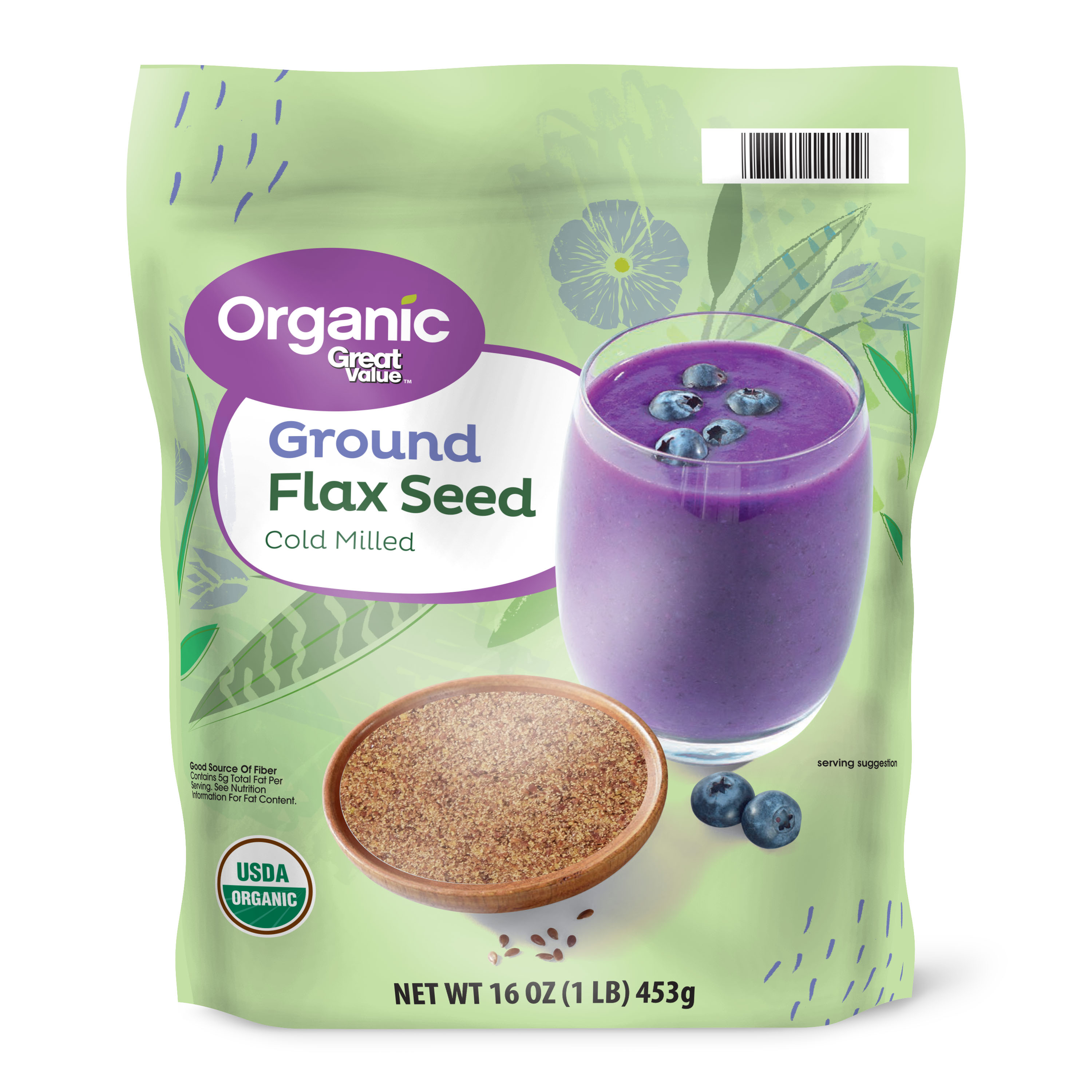 Great Value Organic Ground Flax Seed, 16 Oz