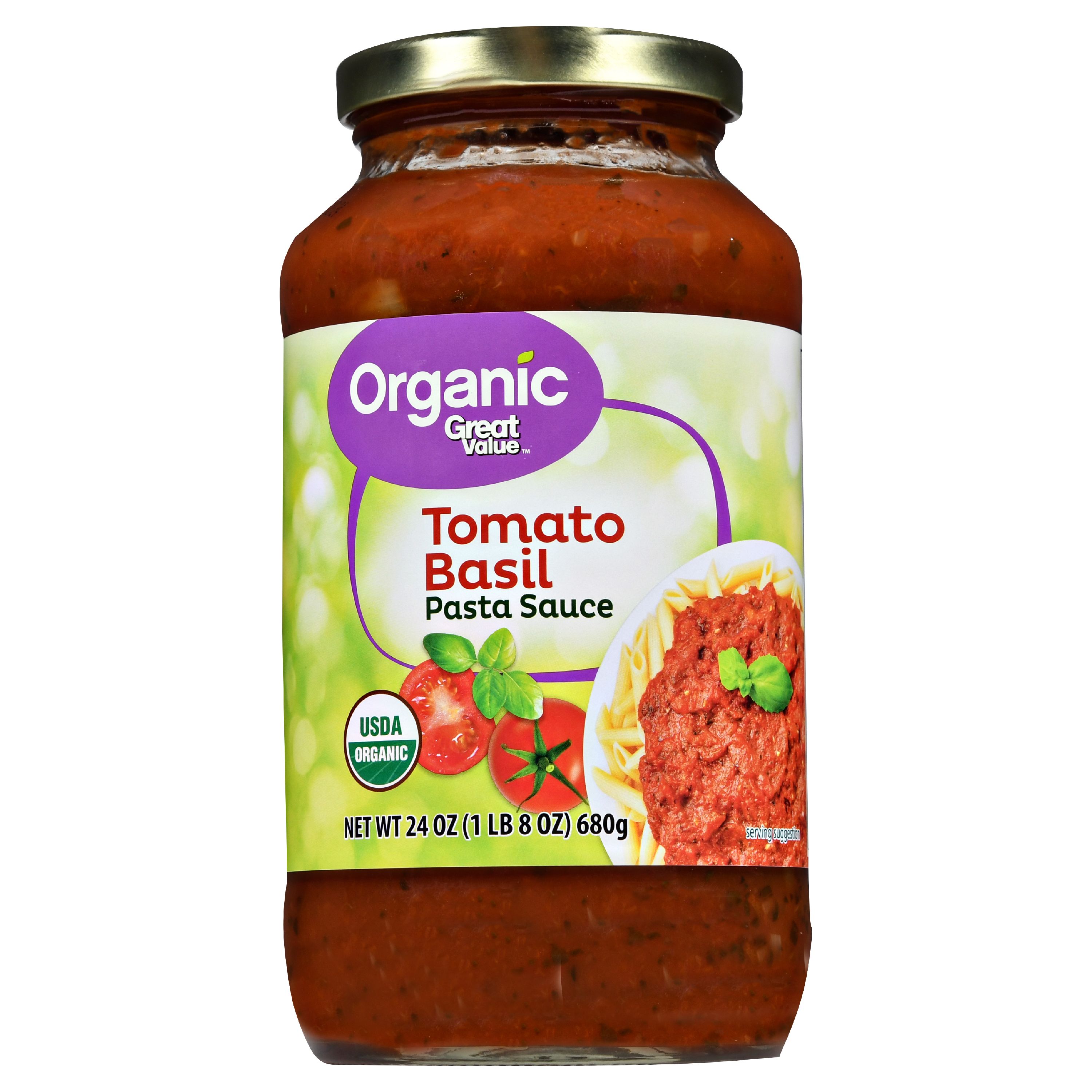 (3 Pack) Great Value Organic Tomato Basil Pasta Sauce, 23.5 Oz