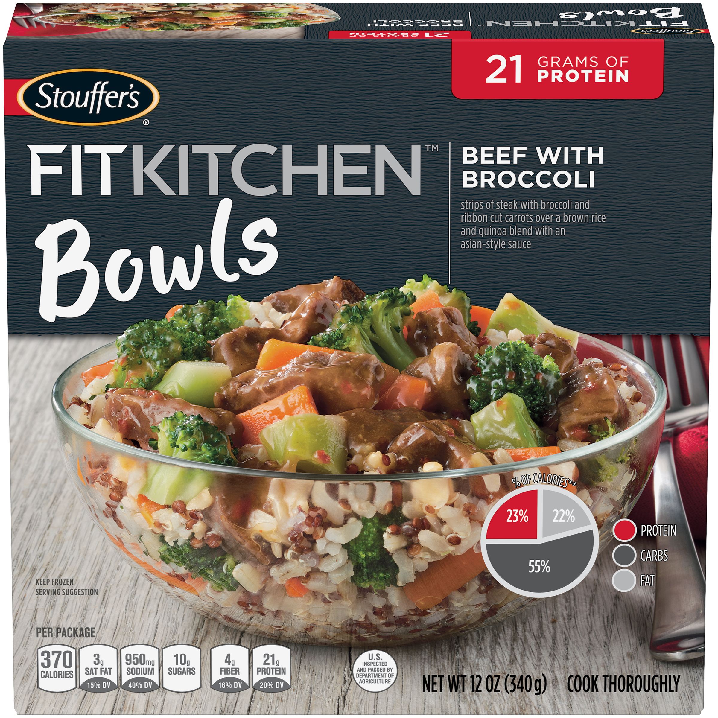 BEEF WITH BROCCOLI STRIPS OF STEAK WITH BROCCOLI AND CARROTS OVER A BROWN RICE & QUINOA BLEND WITH AN ASIAN-STYLE SAUCE PROTEIN BOWLS, BEEF WITH BROCCOLI
