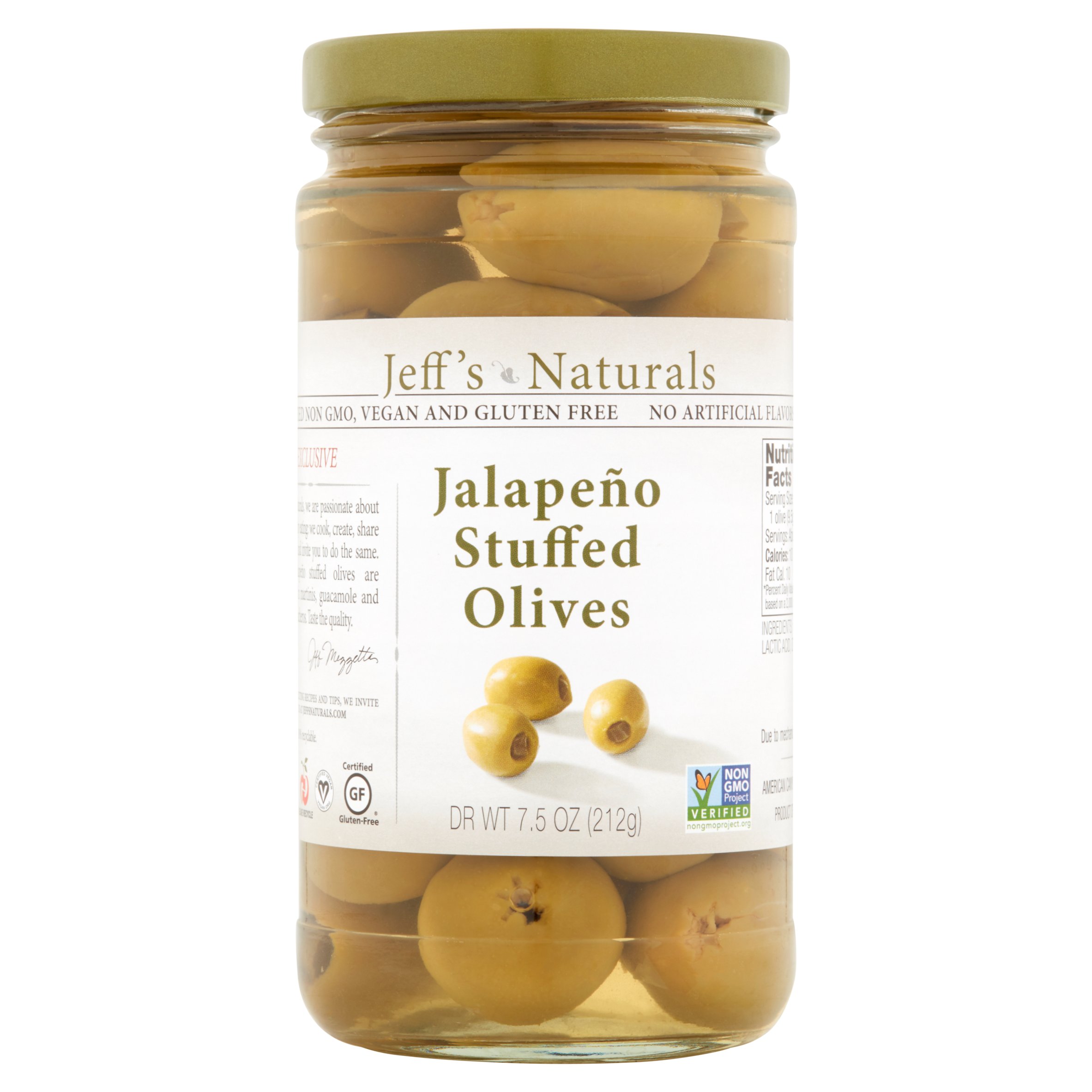 Jeffs Naturals Olive Stfd Jlpno Nat,7.5 Oz (Pack of 6)