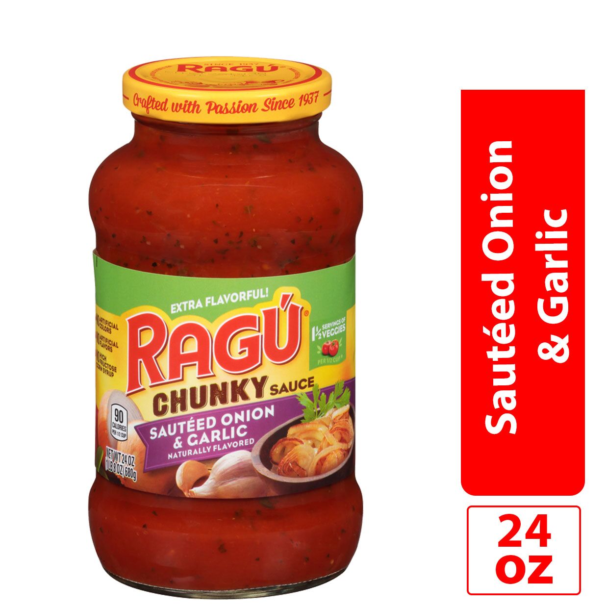 Ragu, Sauteed Onion and Garlic Pasta Sauce, 24 Oz (Case of 12)