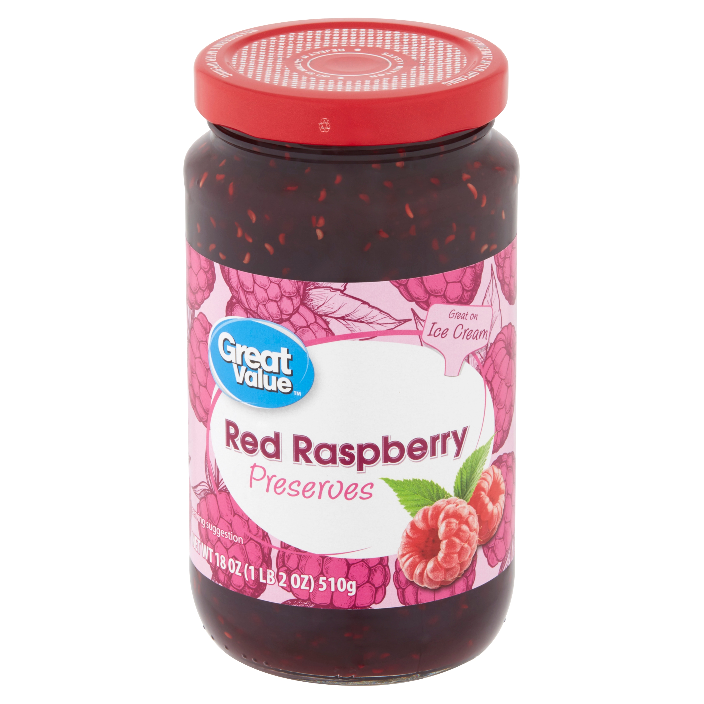 Great Value Red Raspberry Preserves, 18 Oz Image