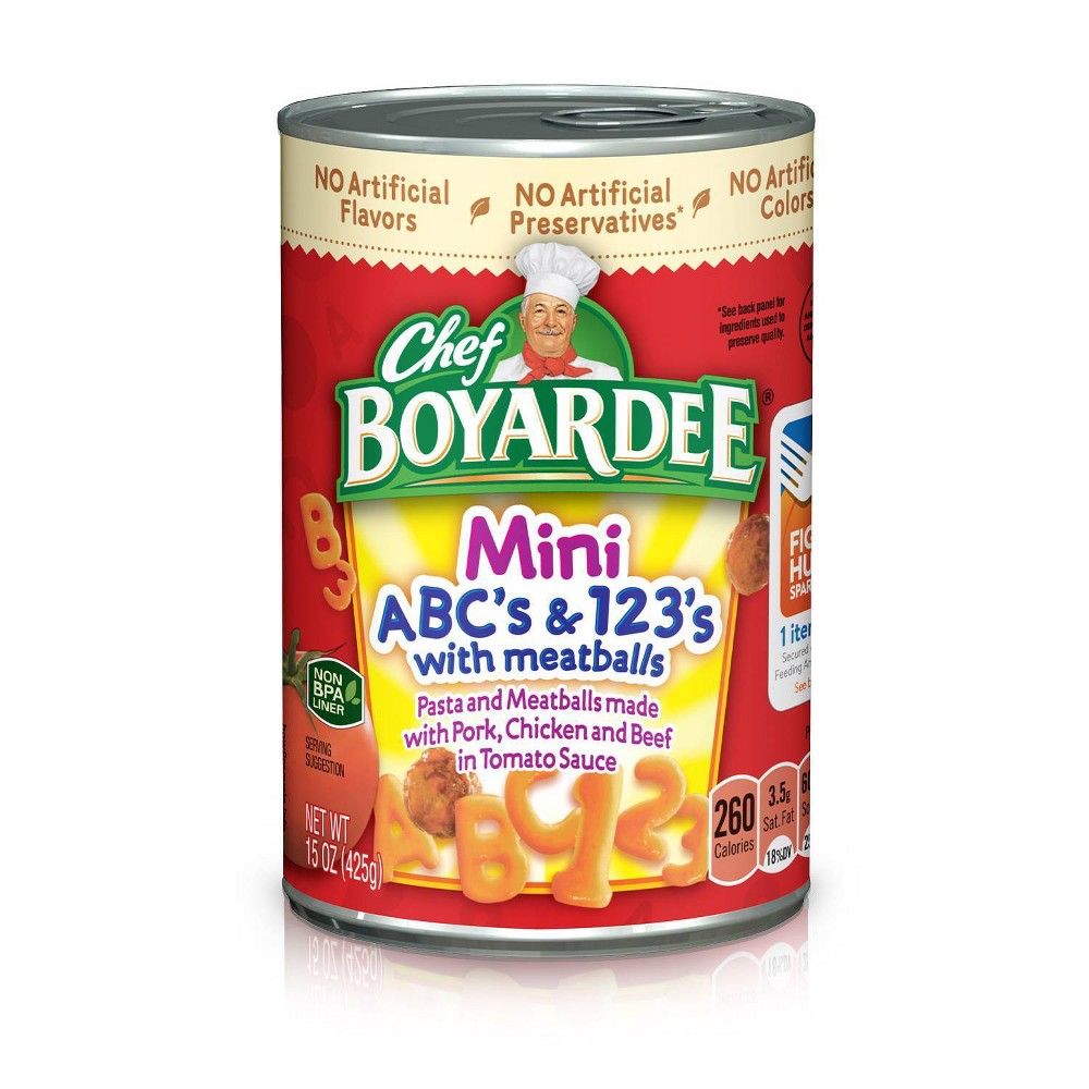 Chef Boyardee, Mini Abc's and 123's Pasta and Meatballs, 15 Oz (Case of 24)