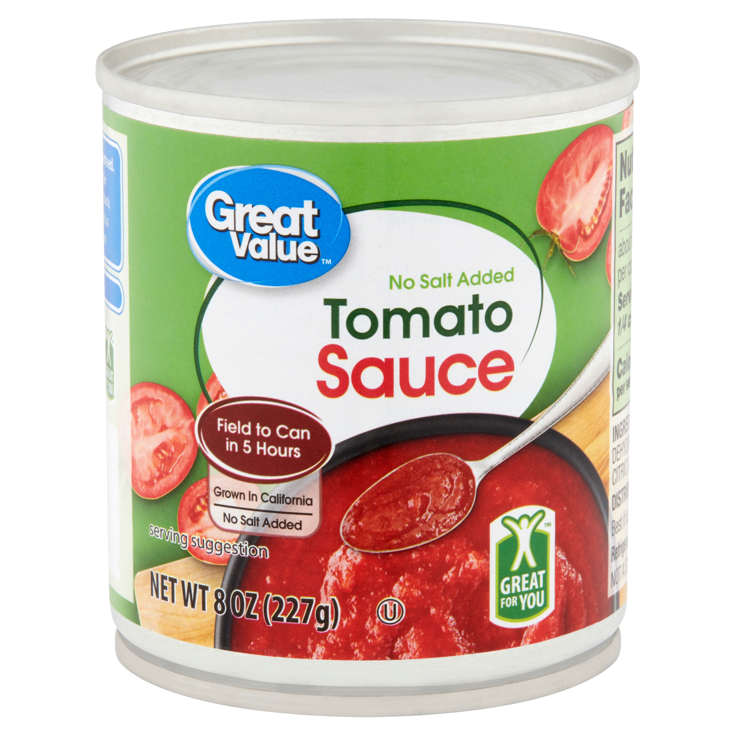 Great Value No Salt Added Tomato Sauce, 8 Oz Image
