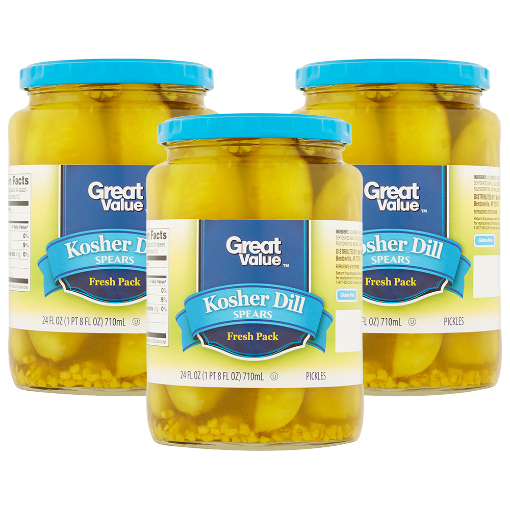 (3 Pack) Great Value Kosher Dill Spears, 24 Fl Oz Image