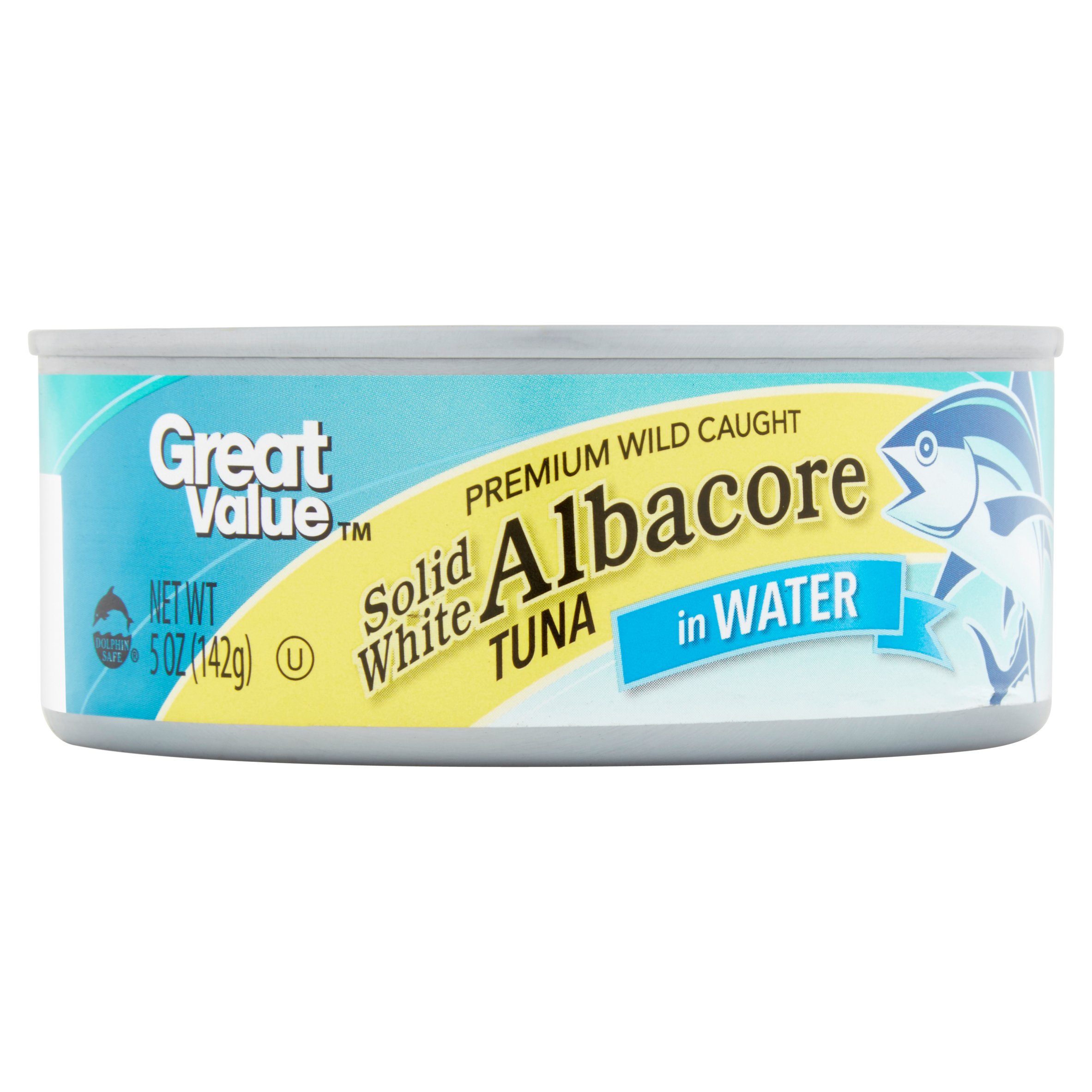 (4 Pack) Great Value Premium Wild Caught Solid White Albacore Tuna in Water, 5 Oz