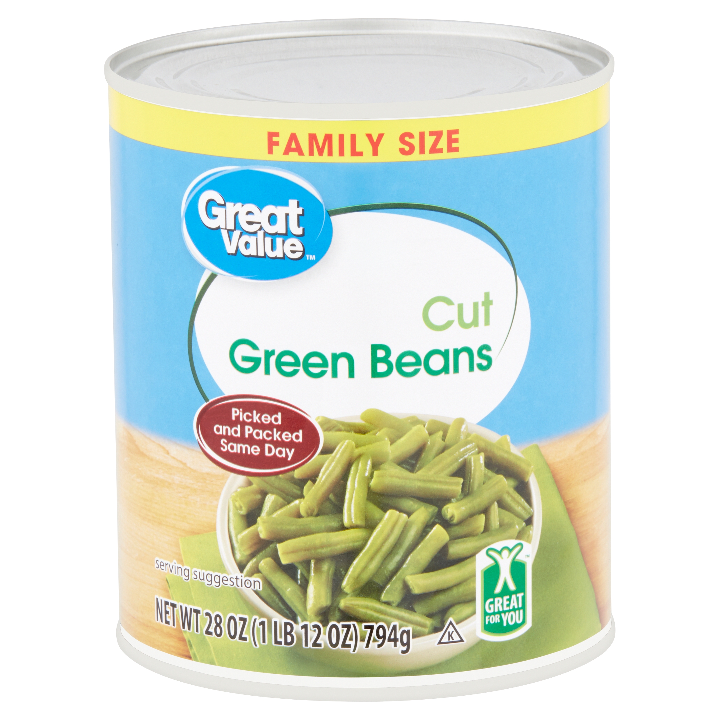 (6 Pack) Great Value Cut Green Beans, 28 Oz Image