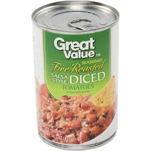 (6 Pack) Great Value Seasoned Fire Roasted Salsa Style Diced Tomatoes, 14.5 Oz Image