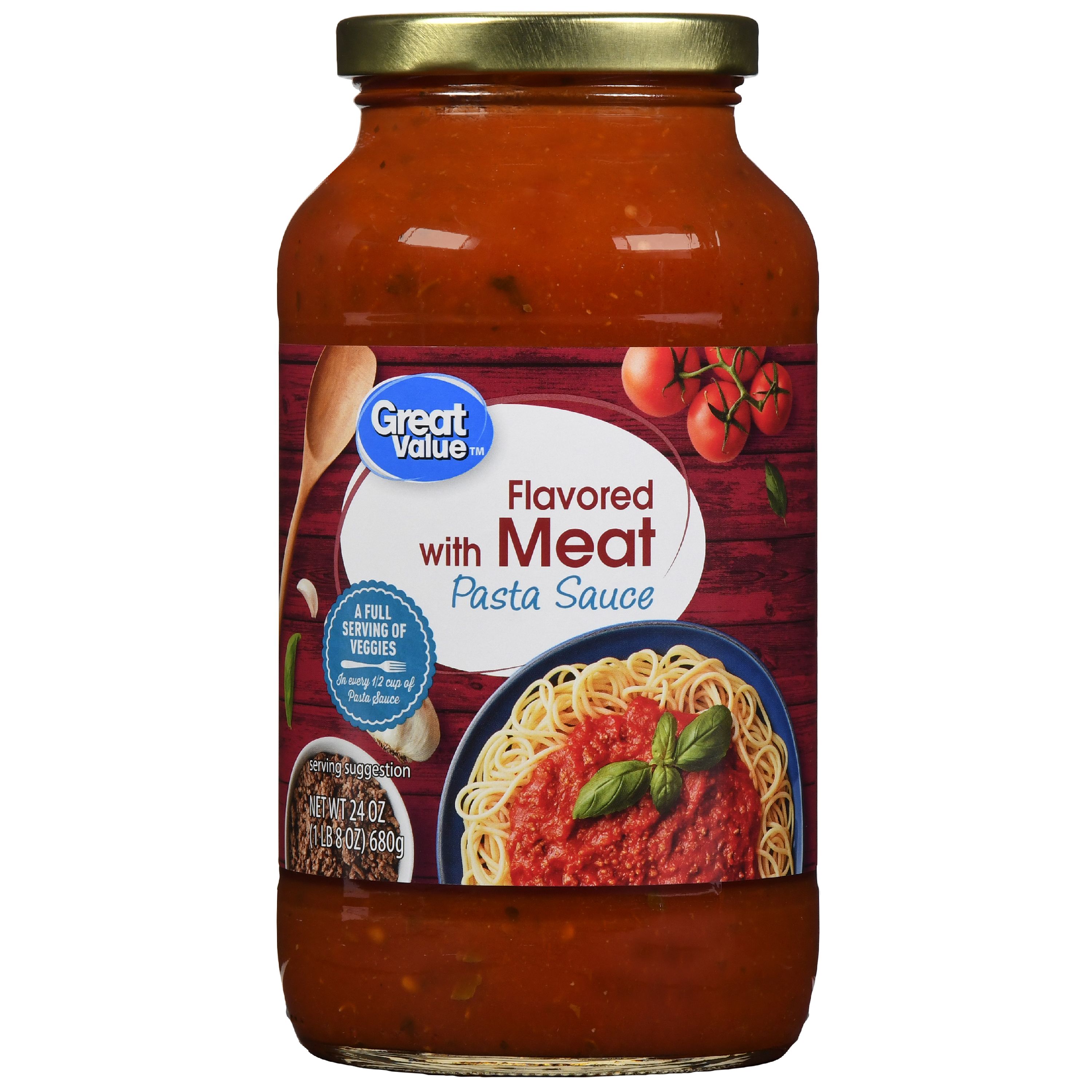 (6 Pack) Great Value Meat Flavored Pasta Sauce, 24 Oz