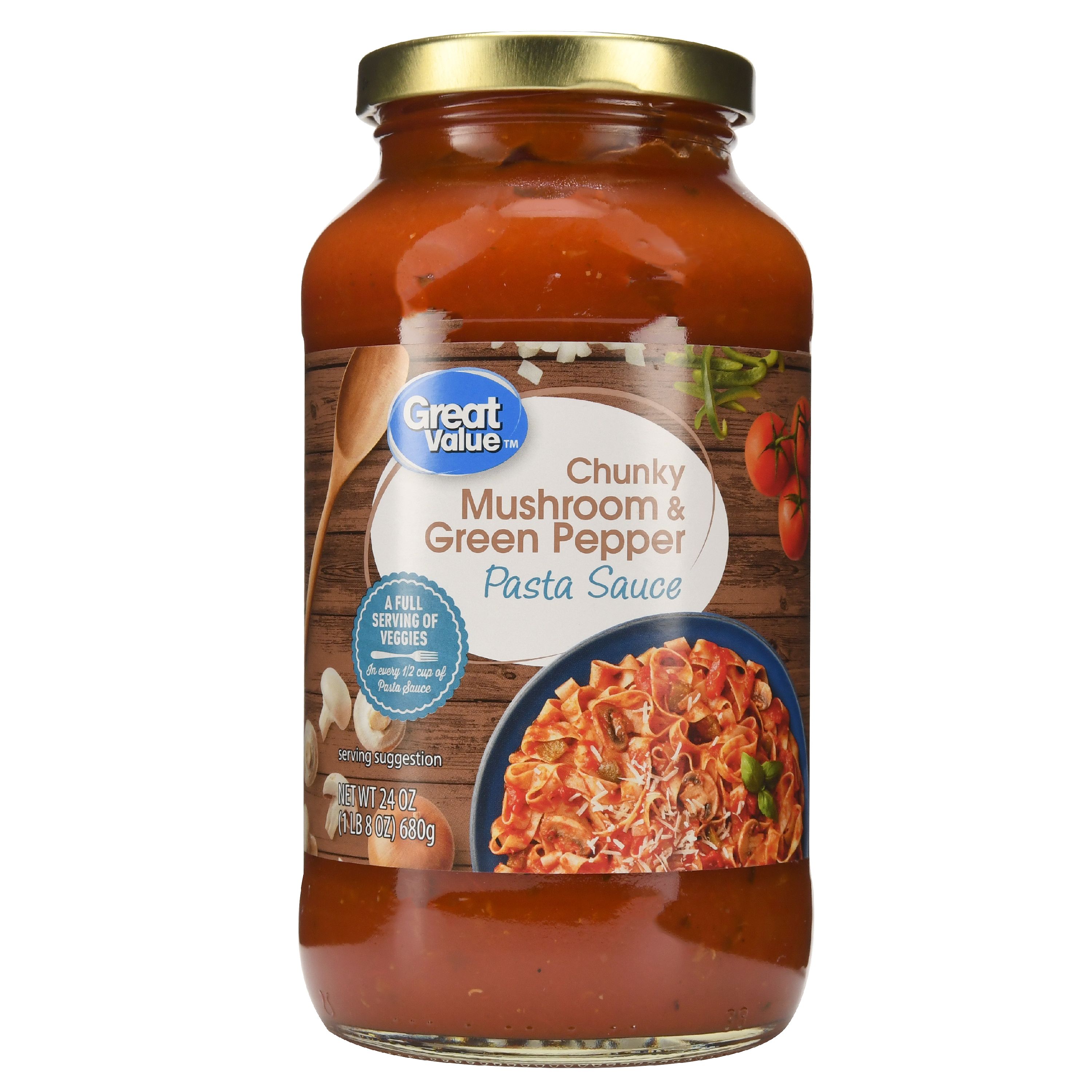 (3 Pack) Great Value Chunky Mushroom & Green Pepper Pasta Sauce, 24 Oz