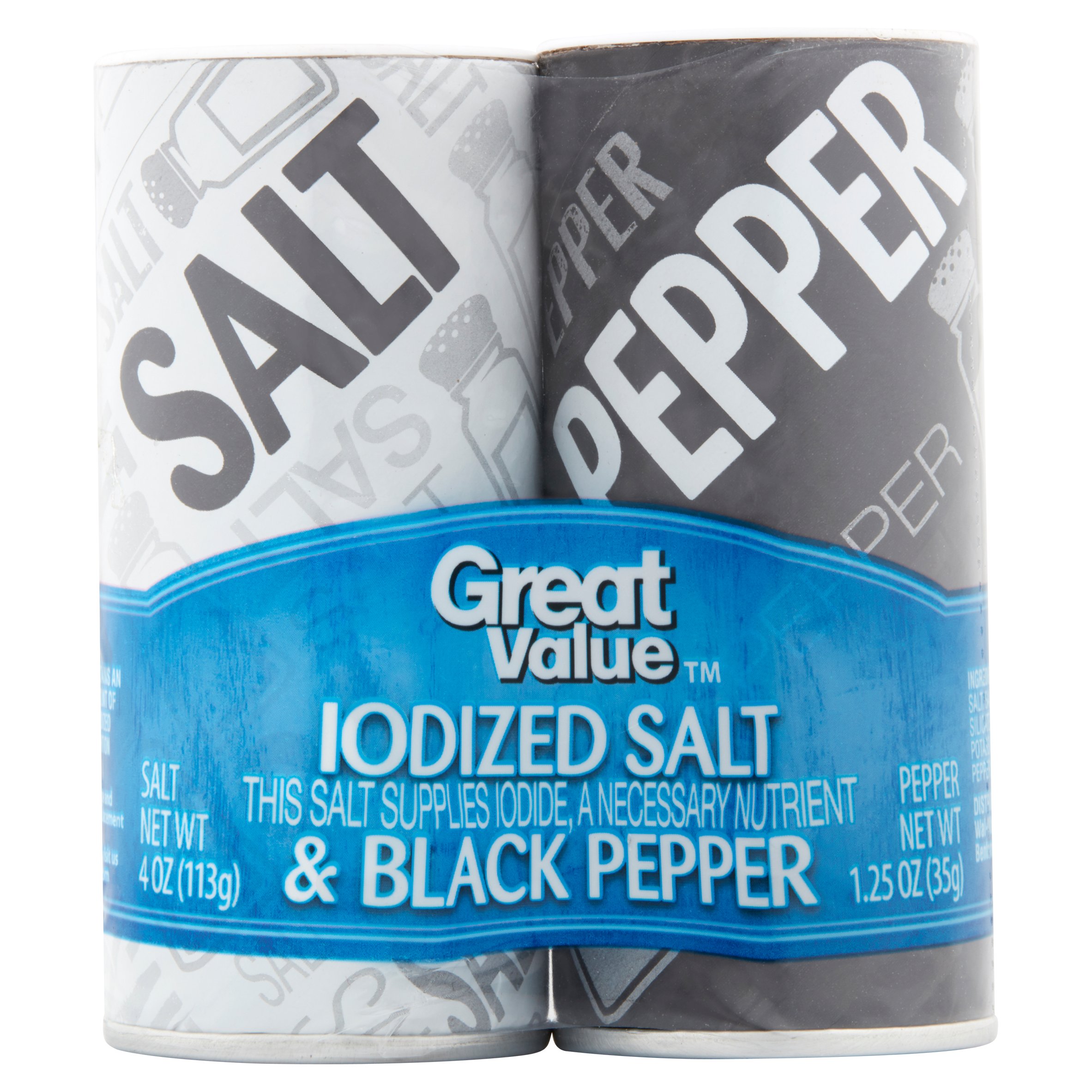 Great Value Iodized Salt & Black Pepper, 2 Pack Image