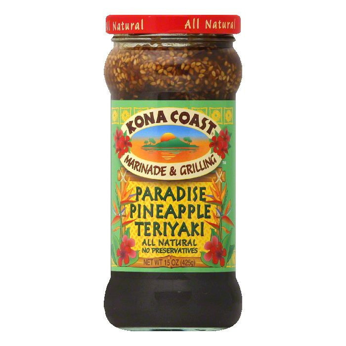 Kona Coast® Paradise Pineapple Teriyaki Marinade & Grilling Sauce  15 Oz Jar
