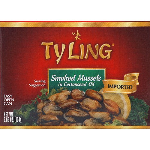 Ty Ling Smoked Mussels in Cottonseed Oil, 3.66 Oz, (Pack of 10)