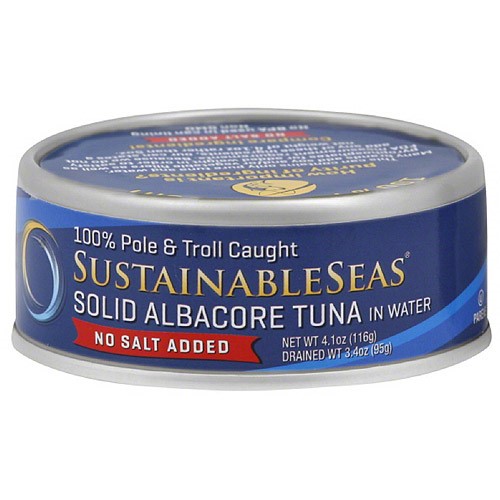 Sustainable Seas No Salt Added Solid Albacore Tuna in Water, 4.1 Oz, (Pack of 12)