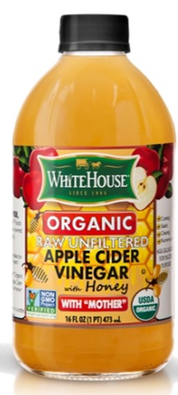 White House Organic  Raw Unfiltered Apple Cider Vinegar with Mother & Honey  16 Fl Oz