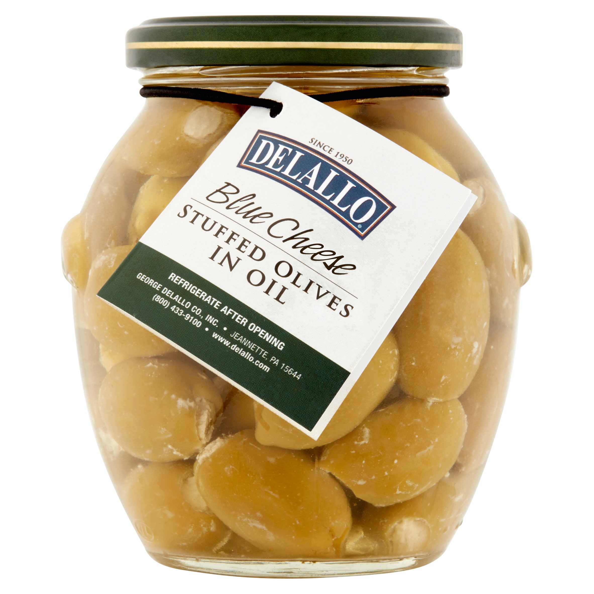 Delallo Blue Cheese Stuffed Olives in Oil, 12.7 Oz, Pack