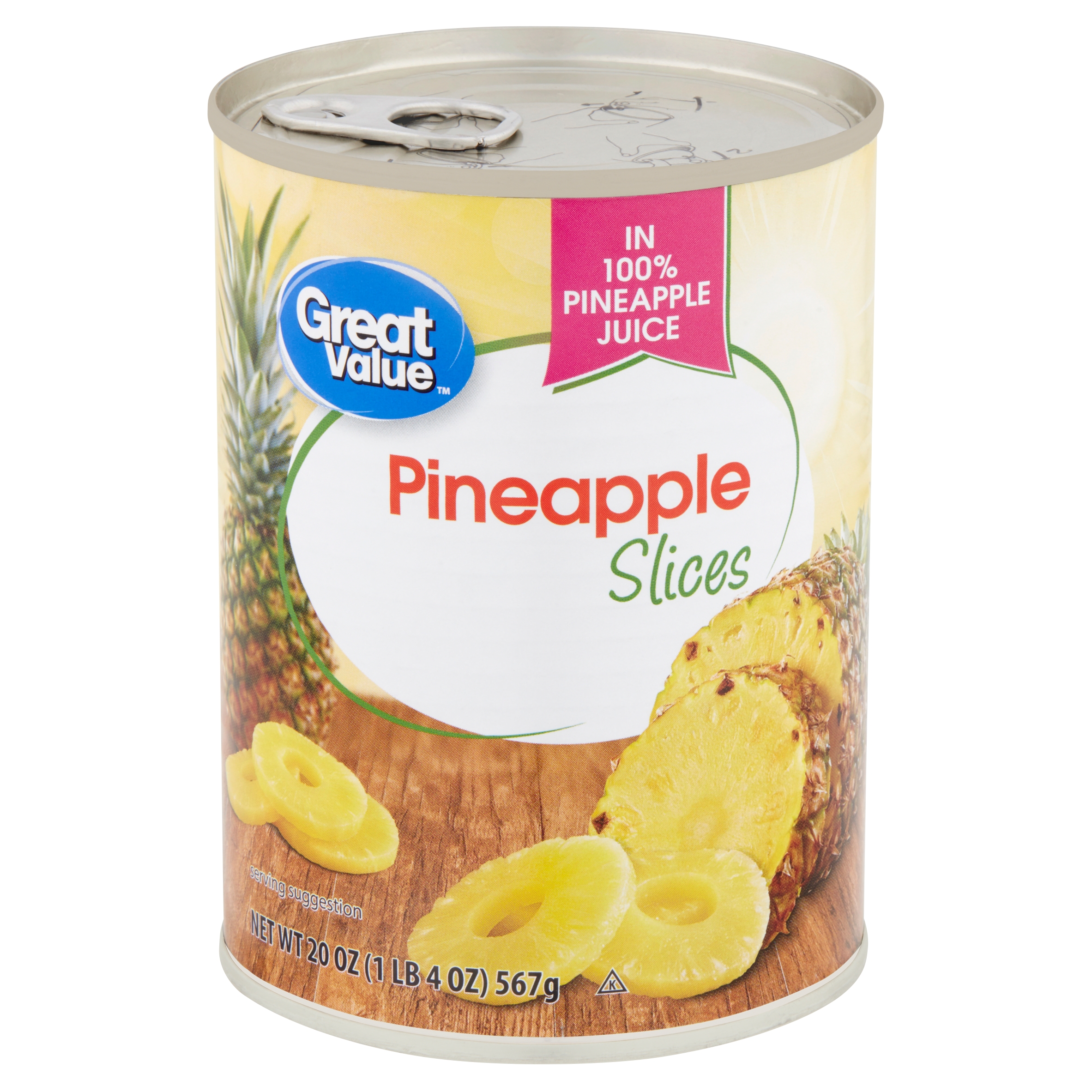 Great Value Pineapple Slices in 100% Juice, 20 Oz Can Image