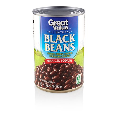 Great Value Reduced Sodium Black Beans, 15.25 Oz Image