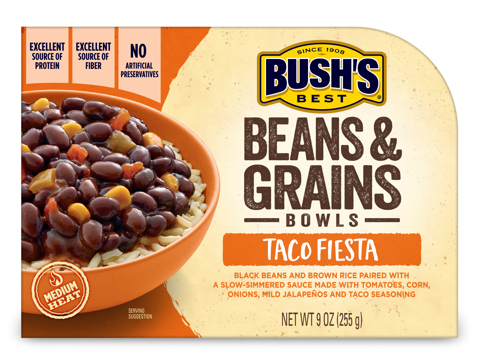 (6 Pack) BUSH'S BESTÃƒÂ‚Ã‚Â® Taco Fiesta Beans & Grains Bowls, 9 Oz