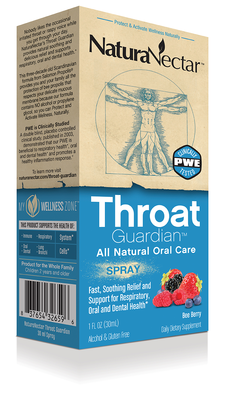 NaturaNectar, NaturaNectar®, Throat Guardian™ Brazilian Bee Propolis Spray, Bee Berry, 1 Fl Oz (30 Ml)