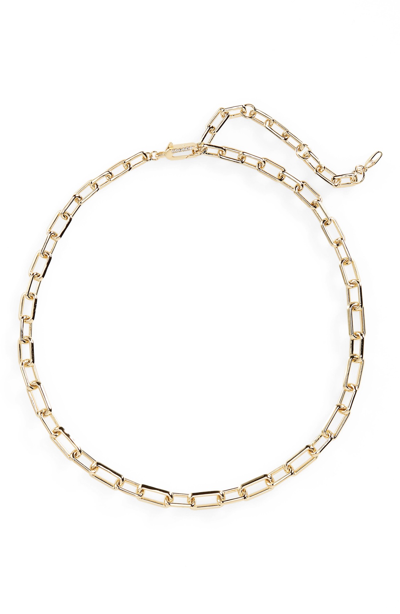 Nadri Golden Hour Cubic Zirconia Clasp Bold Link Necklace in 18K Gold Plated, 18