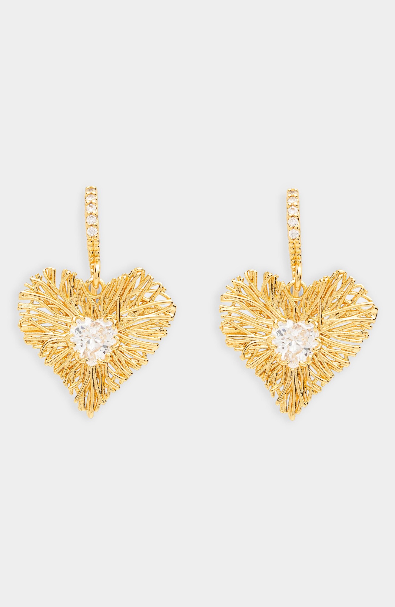 Petit Moments Golden Hour Rosa Heart Drop Hoop Earrings in Clear at Nordstrom