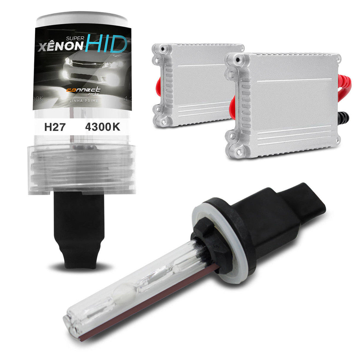 Kit Xênon Completo H27 4300K 35W 12V Lâmpada Tonalidade Branca E Reator Função Anti Flicker