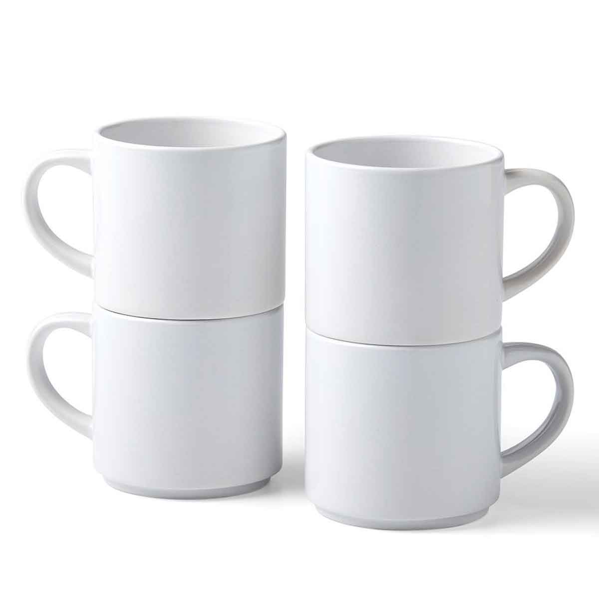 Cricut 10oz 4ct Stackable Ceramic Blank Mug White: Sublimation Blanks, Craft Cups, 4.33