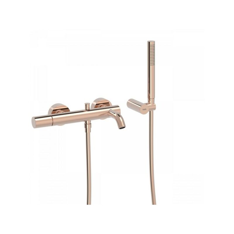 Mitigeur Bain Douchette à Main Anticalcaire Avec Support Orientable or ROSE - TRES 26117001OP