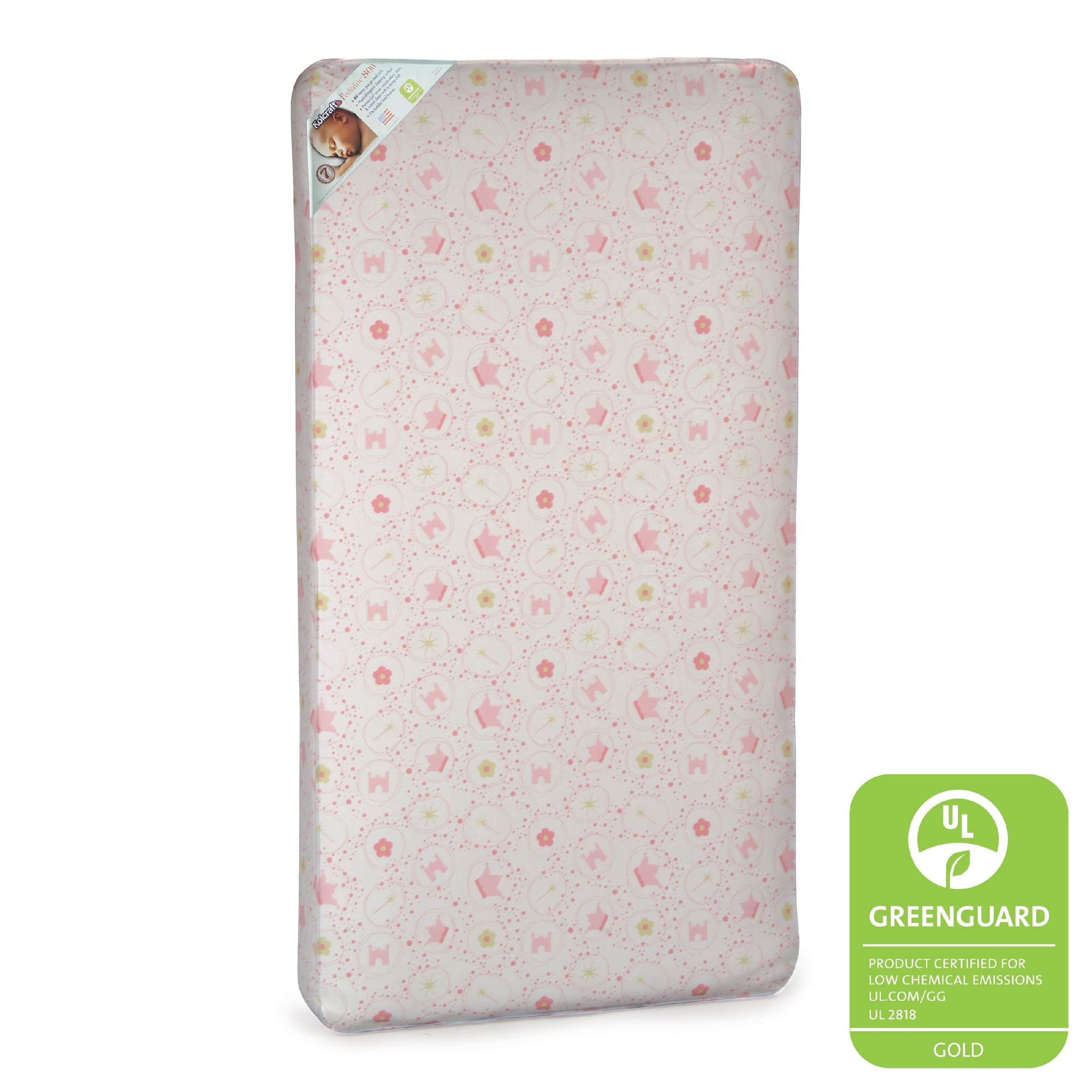 kolcraft pediatric 800 extra firm baby crib & toddler mattress 80 coil waterproof pink