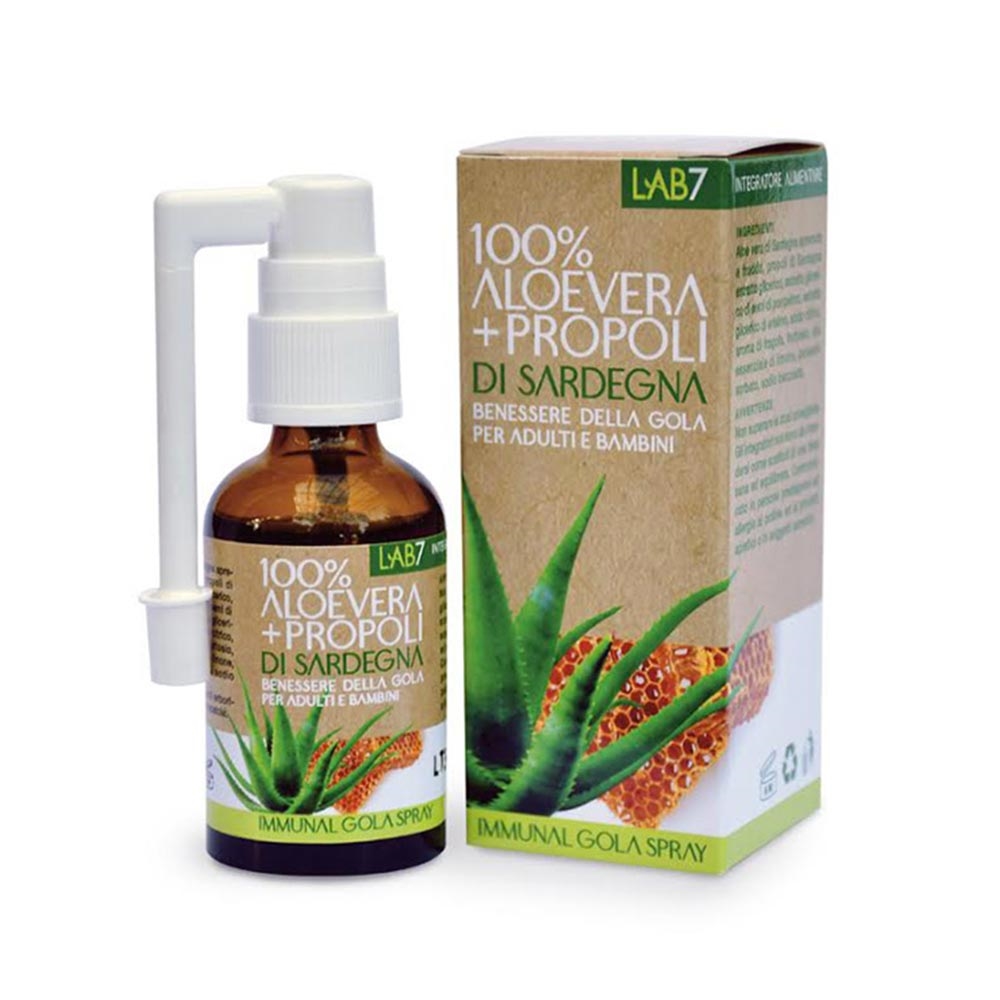 Lab7 Immunal Gola Spray Propoli E Aloe Vera 100% Di Sardegna, 30ml