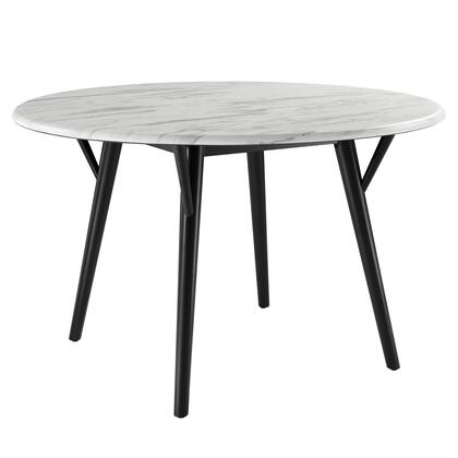 EEI-5509-BLK-WHI 50 in. Gallant Round Performance Artificial Marble Dining Table, Black & White