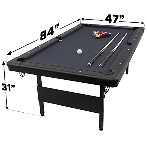 Photo 1 of GoSports Mid-Size 7ft X 3.9ft Billiards Game Table - Foldable Design, Includes Full Set of Pool Balls, 2 Cue Sticks, Chalk, and Felt Brush