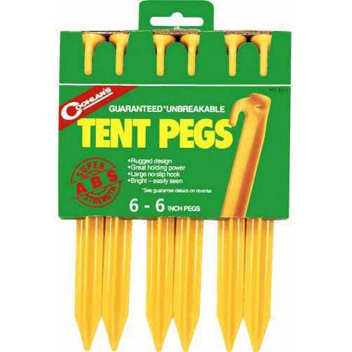 Coghlans ABS Plastic Tent Pegs  6-Inch Yellow