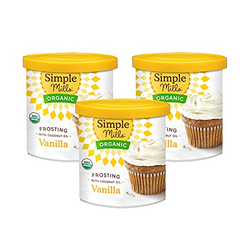 Simple Mills Organic Vanilla Frosting with Coconut Oil, Birthday Cake Frosting, Good for Baking, Nutrient Dense, 10oz, 3 Count