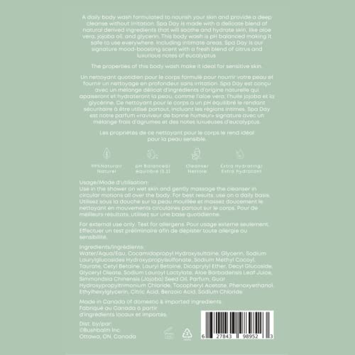 Bushbalm Nourishing Body Wash - Moisturizing Cleanser for Sensitive Skin with Jojoba  Aloe Vera and Vitamin E - Spa Day  Scented  360 Ml thumbnail