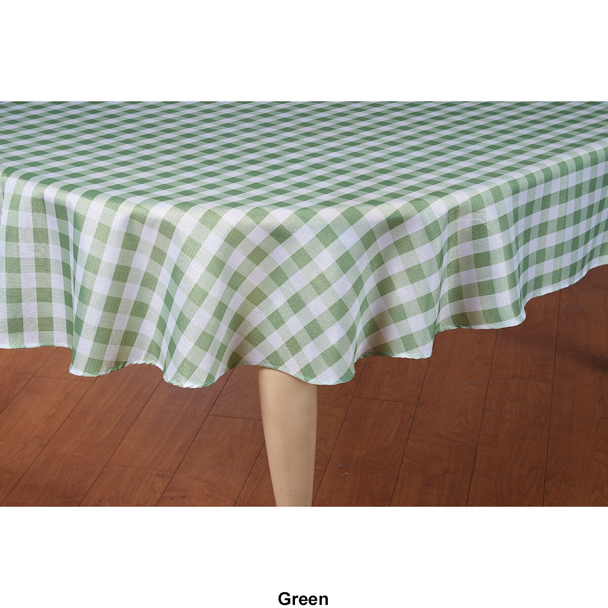Green Simple Check Tablecloth 60 Round Buffalo Plaid Print Benson Mills thumbnail