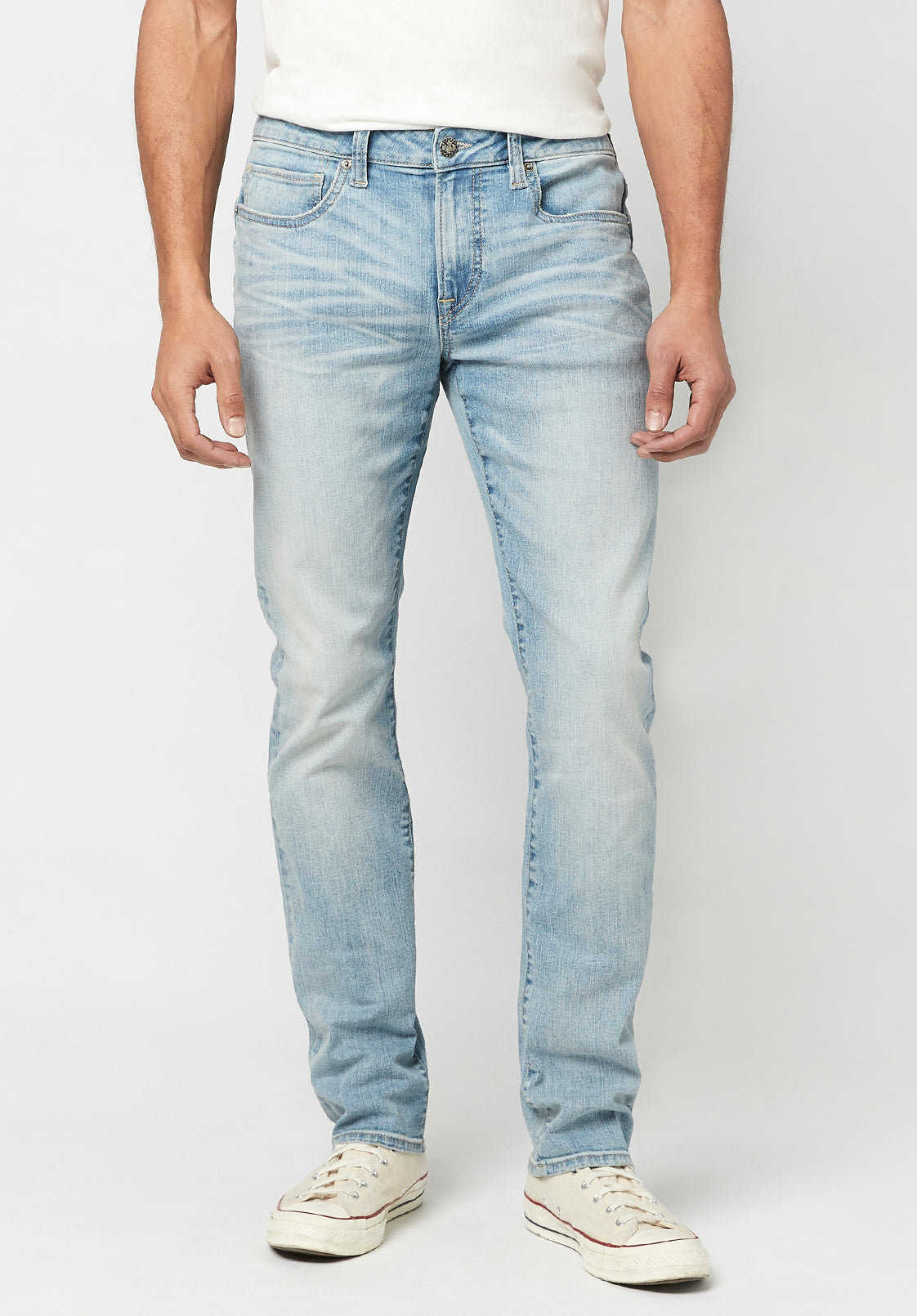 Buffalo Jeans Men's Slim Ash Jeans in Crinkled Light Blue - Size: 33